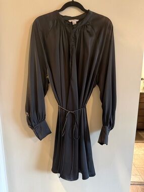H&M Black Long-Sleeve Tie-Waist Dress